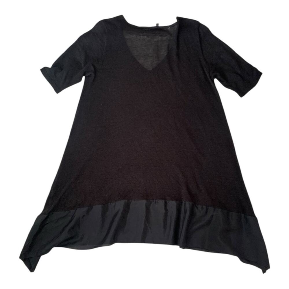 Eileen Fisher size large Black V-Neck Women's tunic Top linen silk sustainable - Picture 2 of 10
